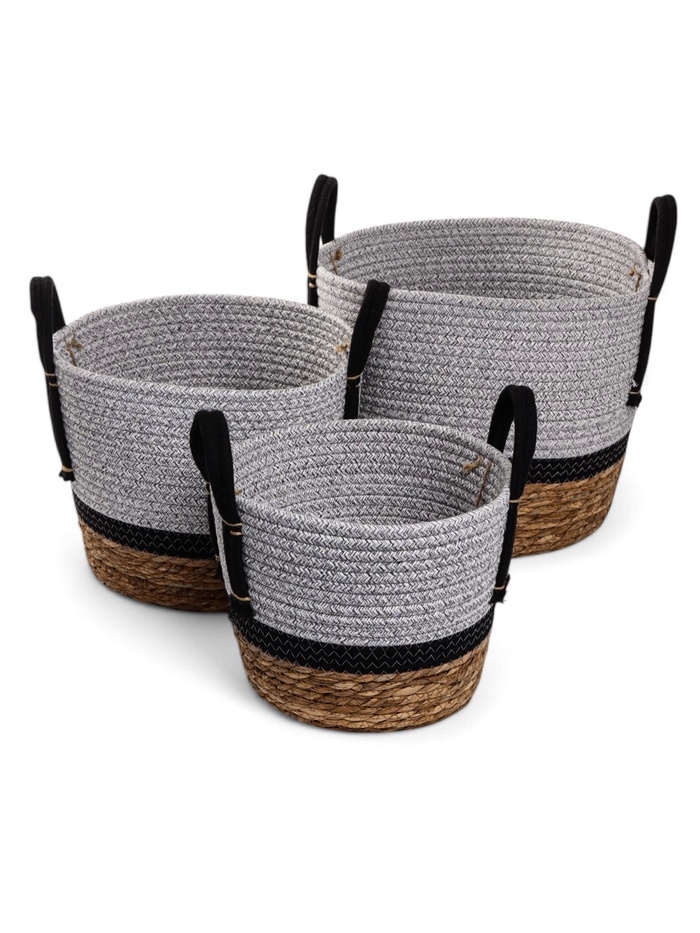 Набор кашпо "Инга" серо-бежевое, 20,5х25/25,5х28/27х33см