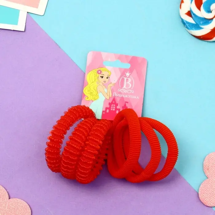 Резинка для волос "Махрушка" (набор 6 шт) объём классика, 4 см, микс