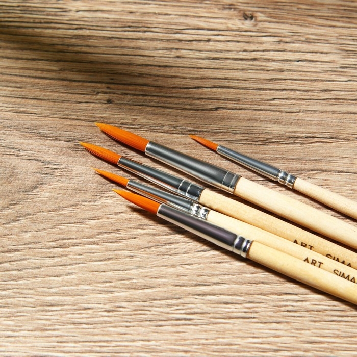 Кисть для рисования набор 5 шт. синтетика круглые &laquo;Искусство должно быть во всем&raquo; № 2, 4, 6, 8, 10