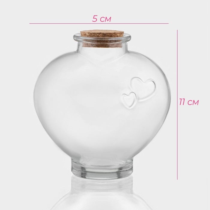 Банка стеклянная для хранения сыпучих продуктов Доляна &laquo;Парфе. Амур&raquo;, 350 мл, 5&times;11 см, с пробковой крышкой