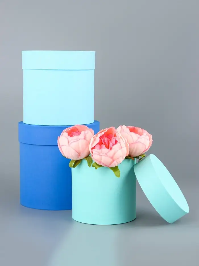 Набор круглых подарочных коробок &laquo;Аквамарин&raquo; 3 в 1 - 18&times;16&times;13 см