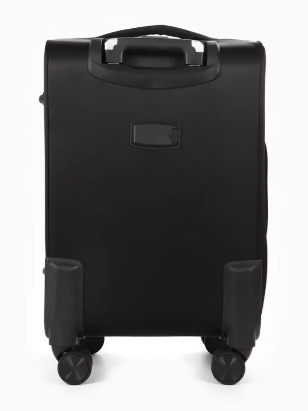 Чемодан 20",Текст,36*25*58,отд на молнии,1 нар/карм, увелич,код замок,4 колеса, черный