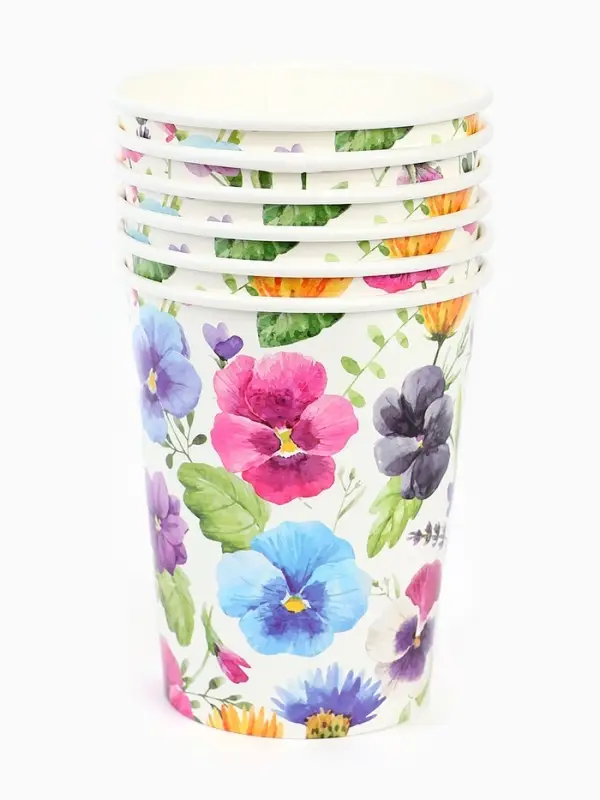 Стакан бумажный одноразовый &laquo;Полевые цветы&raquo;, 250 мл, 6 шт