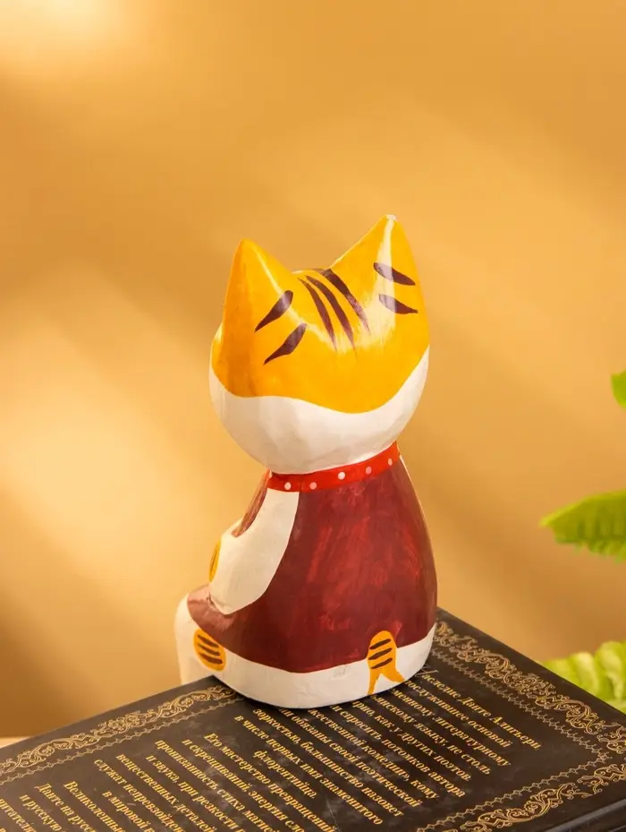 Сувенир дерево "Кот сидячий" цв. красный, 6х6х15 см