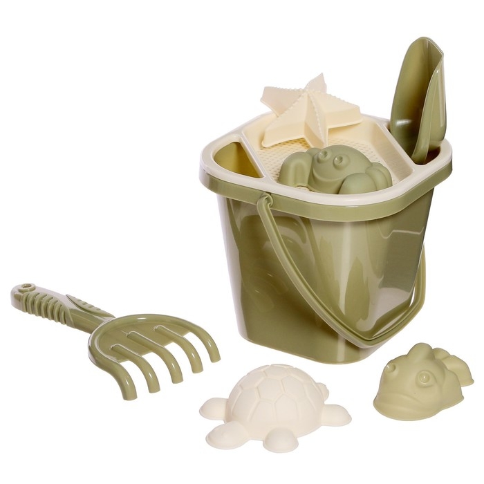 Песочный набор &laquo;Полынь&raquo;, 8 предметов: совок, грабли, сито, ведерко, 4 формочки