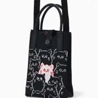 Сумка подр Коты, 12*4*17, отд на кнопке, дл ремень, черный