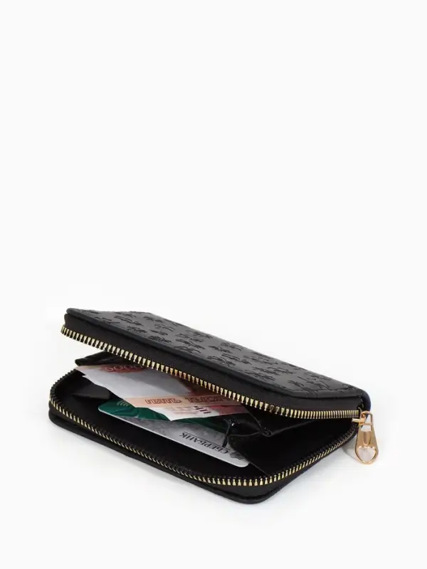 Кошелек жен 07-01-01 Июнь2526, 13*2*9 см, 2 отд+отд/молн, д/карт,черный