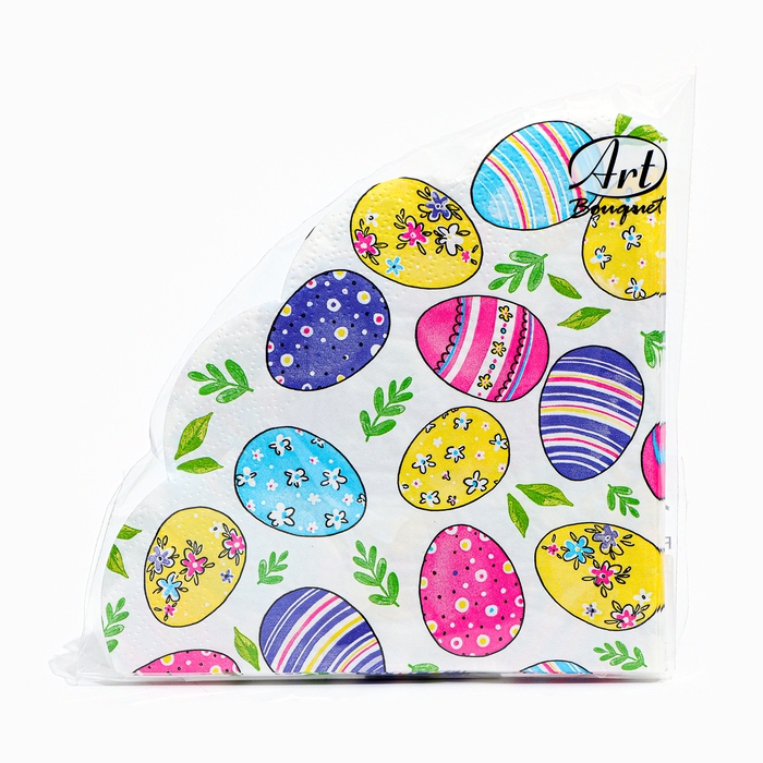 Пасхальные круглые салфетки бумажные Art Bouquet Rondo &laquo;Акварельные яйца&raquo;, 1 слой, d=32 см, 12 шт