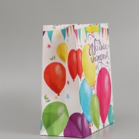 Пакет подарочный ламинированный вертикальный, упаковка, &laquo;С Днём Рождения!&raquo;, ML 23 х 27 х 11,5 см