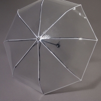 Зонт мех R48/53 8сп 3 сл ПВХ ОДНОТОН круглая ручка белый шильд QF