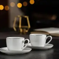 Кофейная пара Select, белая с серебристой отводкой