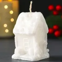 Свеча новогодняя "Домик с Пряником" 40х70мм, белый