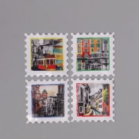 Наклейка бумага "Марки. Города" 3х3 см 200 шт в рулоне