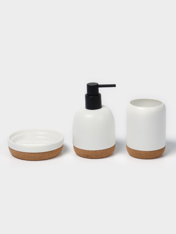Набор для ванной "Пробка" 3 предмета (дозатор для мыла, стакан, мыльница)