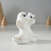 Сувенир керамика "Парочка кобр - любовь" белый с золотом 4,5х9х8 см