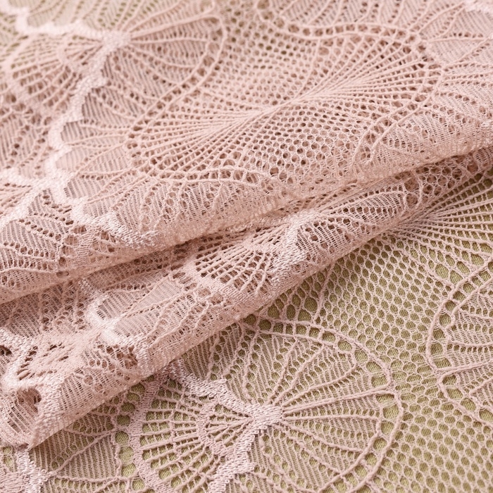 Кружевная эластичная ткань, 180 мм &times; 2,7 &plusmn; 0,5 м, цвет розово-бежевый
