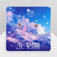 Серьги эмаль &laquo;Космос&raquo; и коты, цвет бело-синий в золоте