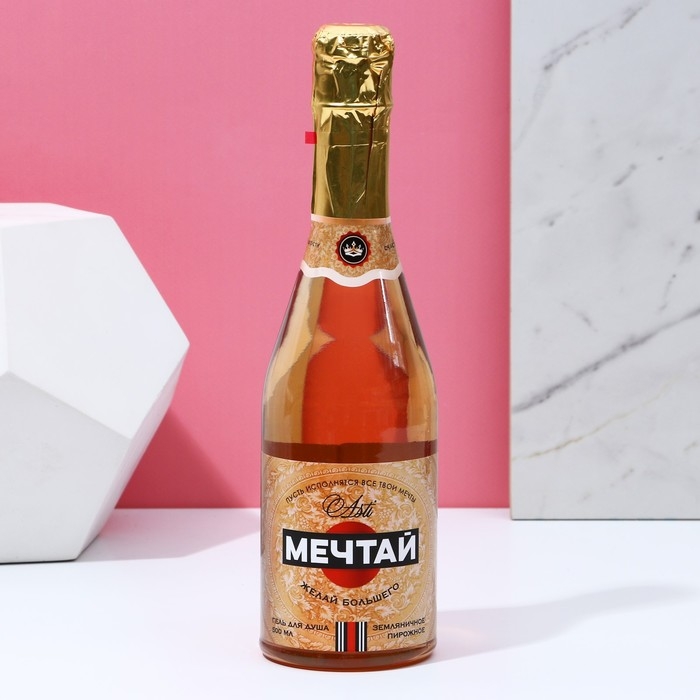 Гель для душа во флаконе шампанское &laquo;Мечтай!&raquo;, 500 мл, аромат земляничного пирожного, Новый Год