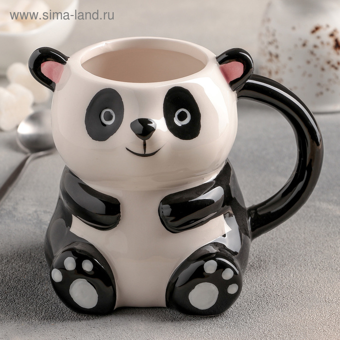 Кружка керамическая &laquo;Панда&raquo;, 480 мл, цвет белый и чёрный