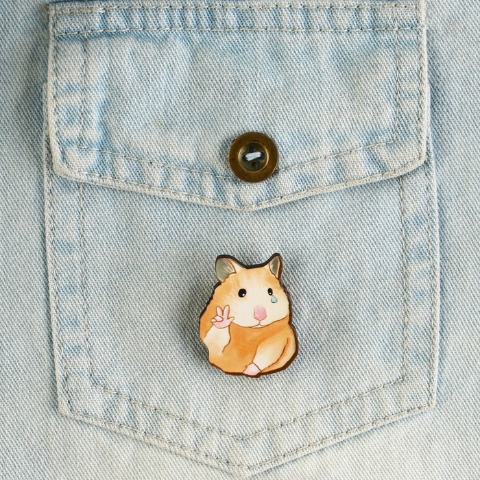 Значок деревянный &laquo;Хомяк &raquo;, серия мемы , 2,6 х 3,3 см