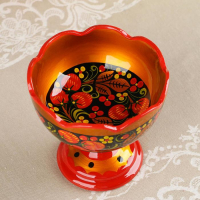 Конфетница &laquo;Земляничка&raquo;, резная, хохлома