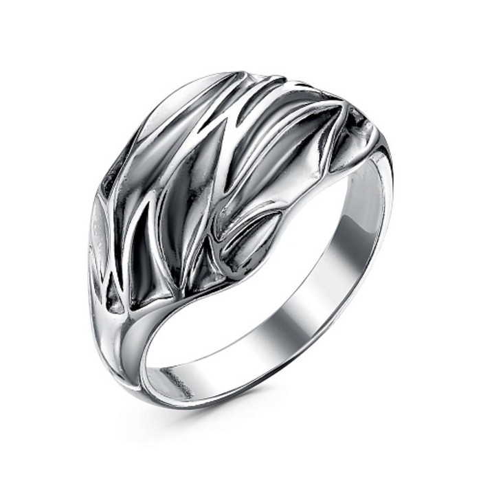 Кольцо &laquo;Мятое&raquo;, посеребрение с оксидированием, 17,5 размер