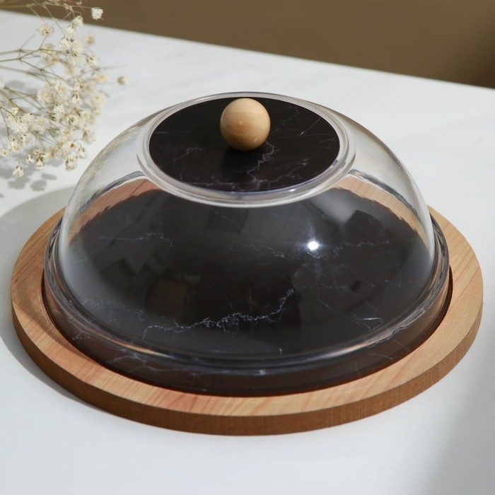 Блюдо с крышкой &laquo;Черный мрамор&raquo;, 15 см