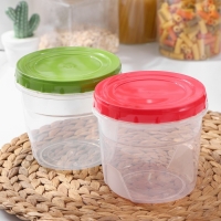 Банка для хранения продуктов, пластиковая, 1 л, прозрачная, крышка МИКС