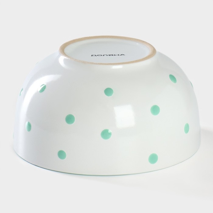 Салатник керамический Доляна &laquo;Горошек&raquo;, 580 мл, цвет мятный