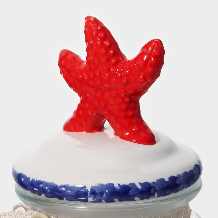 Банка стеклянная для хранения сыпучих продуктов Доляна &laquo;Морская звезда&raquo;, 600 мл, 11&times;19 см, с керамической крышкой