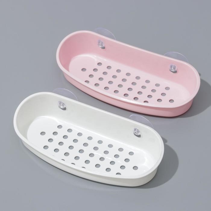 Держатель для ванных принадлежностей на присосках, 23&times;10&times;5 см, цвет МИКС