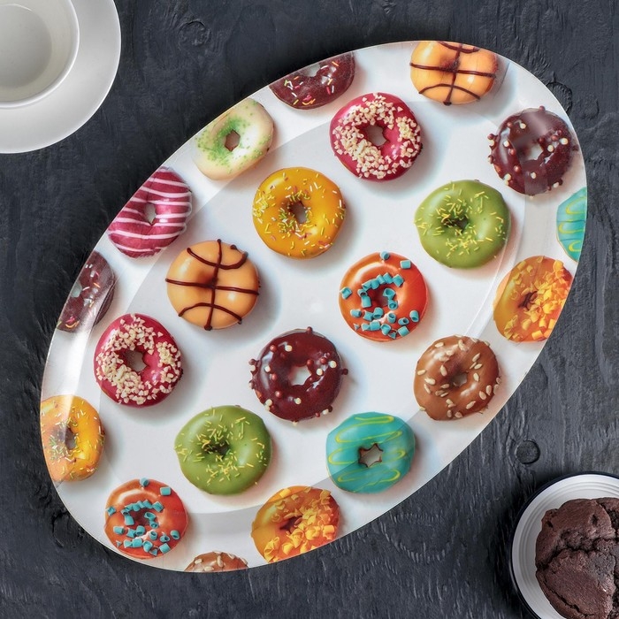 Поднос овальный Доляна &laquo;Макаруны&raquo;, 37&times;24&times;3 см, цвет МИКС