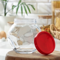 Банка для сыпучих продуктов стеклянная Bella, 1,5 л, с красной крышкой