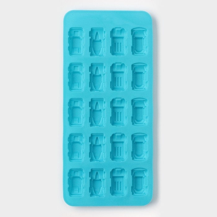 Форма для мармелада Доляна &laquo;Автомобили&raquo;, силикон, 22&times;10&times;1,8 см, 20 ячеек (3,2&times;1,8 см) цвет МИКС