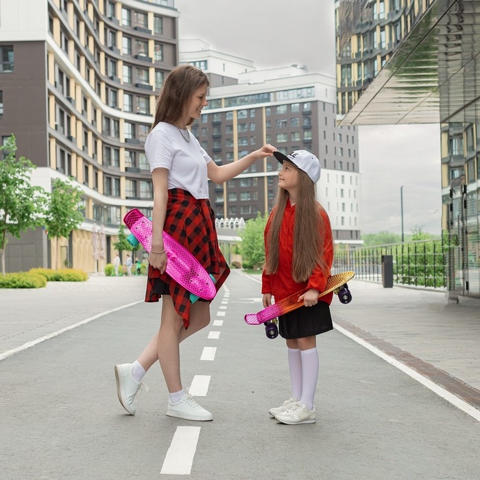 Пенниборд ONLYTOP, 56х15 см, колёса PU 60х45 мм, алюминиевая рама, цвет розовый