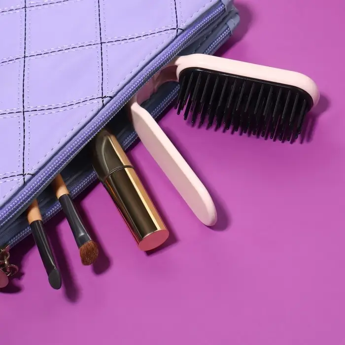 Расчёска массажная, складная, с зеркалом, 3 &times; 10 см, цвет МИКС