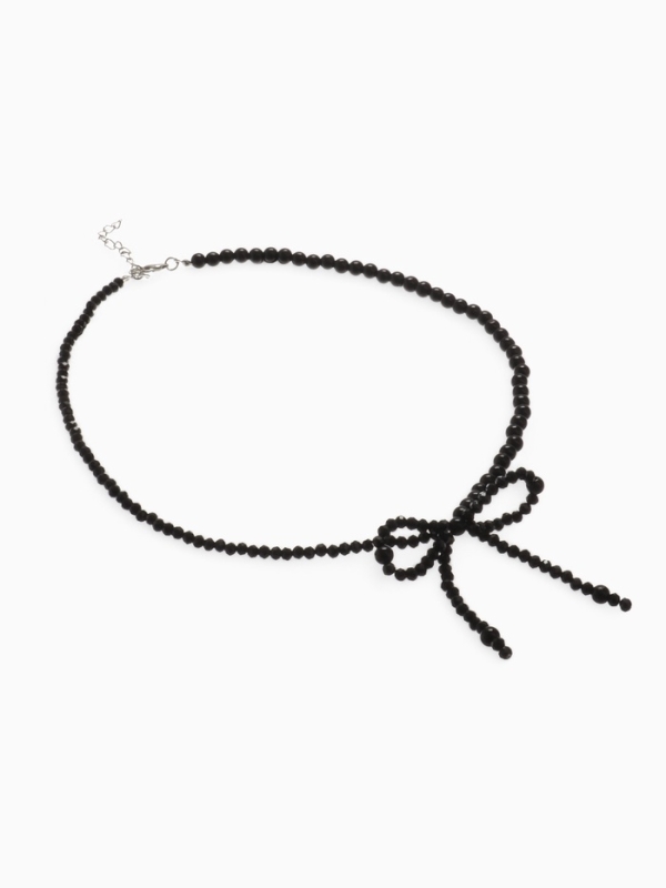 Бусы &laquo;Бантик&raquo; бусина №4,6, цвет чёрный в серебре, 40 см