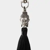 Брелок-кисточка "Будда" 17 см, цв. чёрный, серебристый