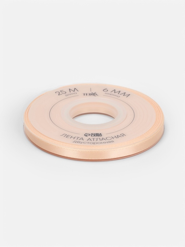 Лента атласная двухсторонняя №112 6мм*25&plusmn;1м айвори TR
