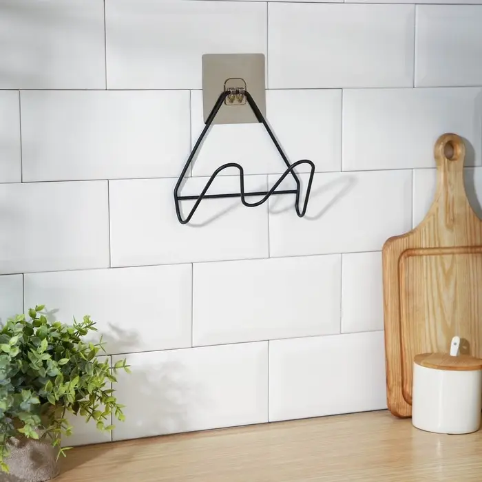 Держатель для крышек и разделочных досок Доляна, 16&times;8&times;14,6 см, на липучке, цвет чёрный