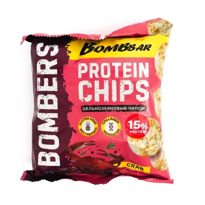 Чипсы "BOMBBAR" цельнозерновые протеиновые со вкусом "Краб", 50 г
