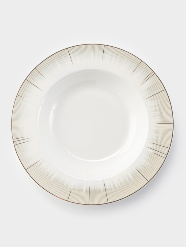 Тарелка глубокая WY Golden rays, d=22 см, фарфор, белая