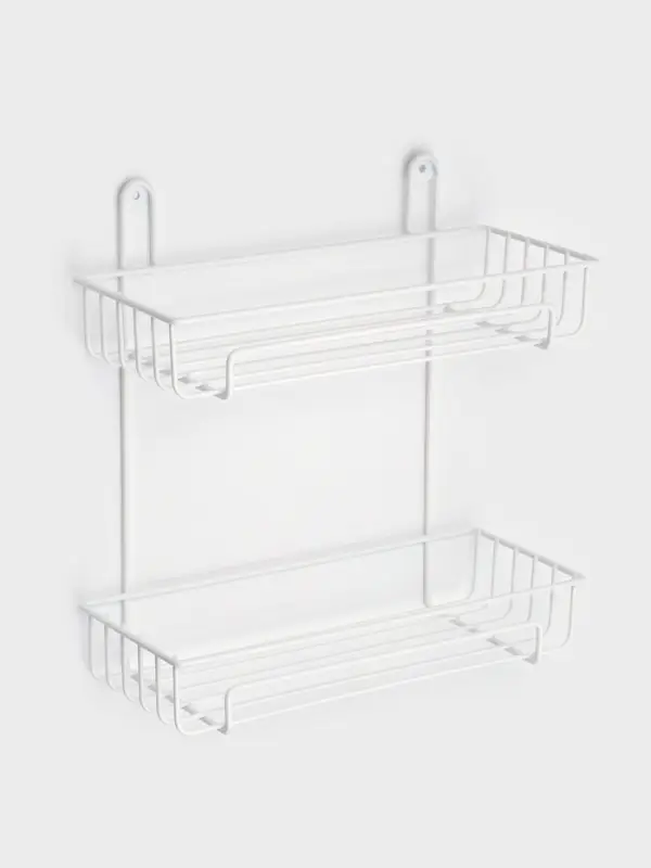 Полка для ванной прямоугольная, 2-х ярусная, 29*12,5*30 см, цвет белый