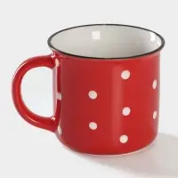 Кружка фарфоровая Доляна &laquo;Божья коровка&raquo;, 370 мл, цвет красный