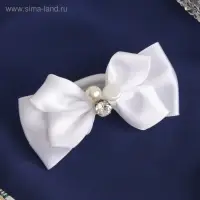 Резинка для волос &laquo;Школьница&raquo;, двойной бант бусинки, 7.5 см, белая