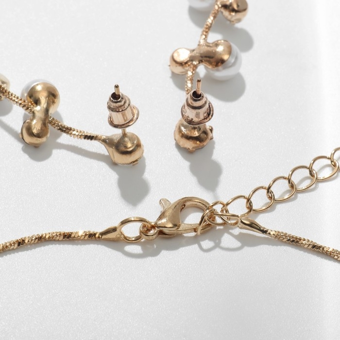 Набор 2 предмета: серьги, колье &laquo;Изумление&raquo; ветвь, цвет белый в золоте, 42 см