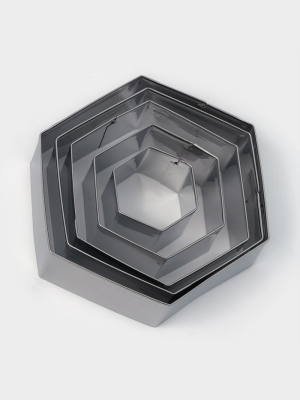 Формы печенья Доляна &laquo;Шестиугольник&raquo;, набор 5 шт., 9.6&times;8.3&times;2.5 см, нержавеющая сталь, серебристые