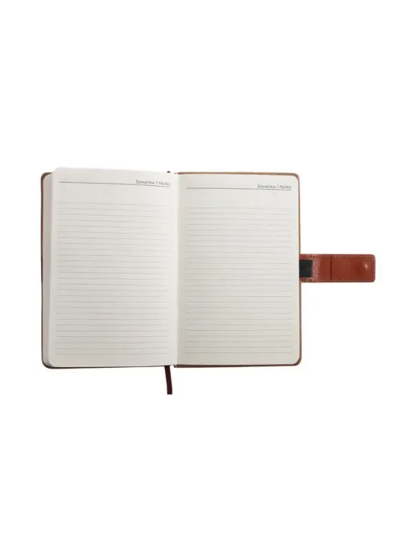 Ежедневник недатированный формат А5, с хлястиком, 128л, линия, пвх, Коричневый