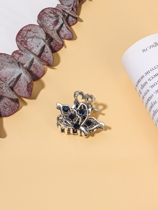 Краб для волос "Синий туман" крыло бабочки, 2,5 см, серебро