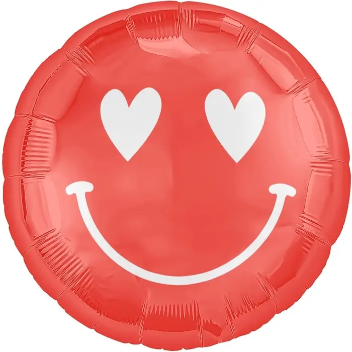 Воздушный шар, кург "Смайл с сердечками", фольга, набор 5 шт.